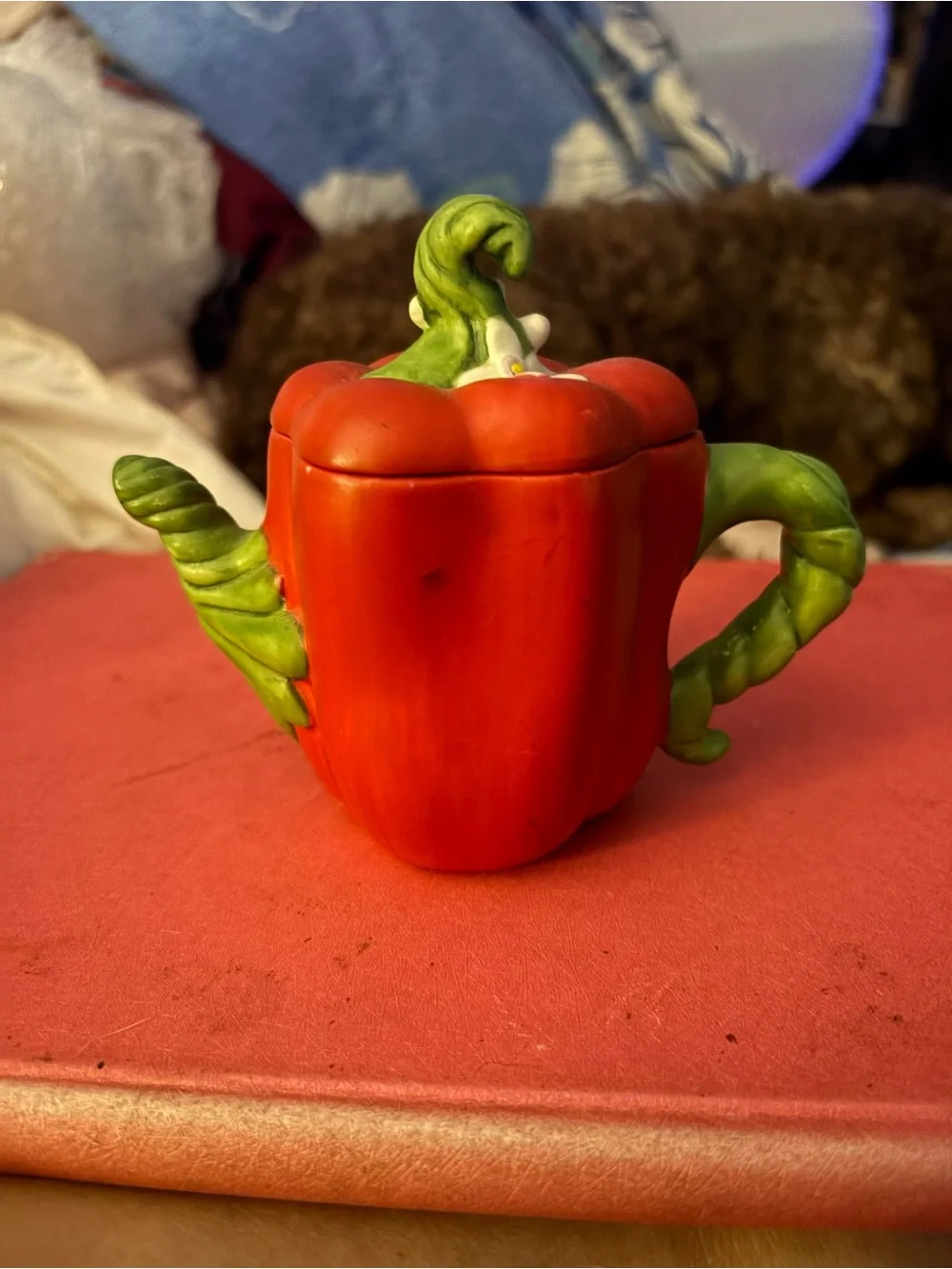 Red Bell Pepper Ceramic Teapot - Decorative Kitchen Accent